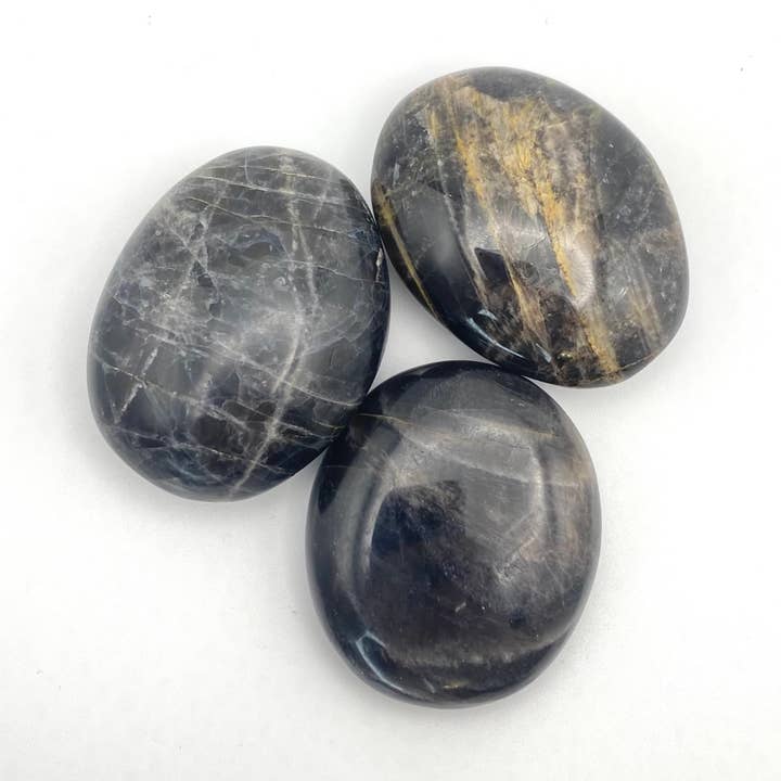 Black Moonstone Palm Stone for wholesale by Crystal + Craft