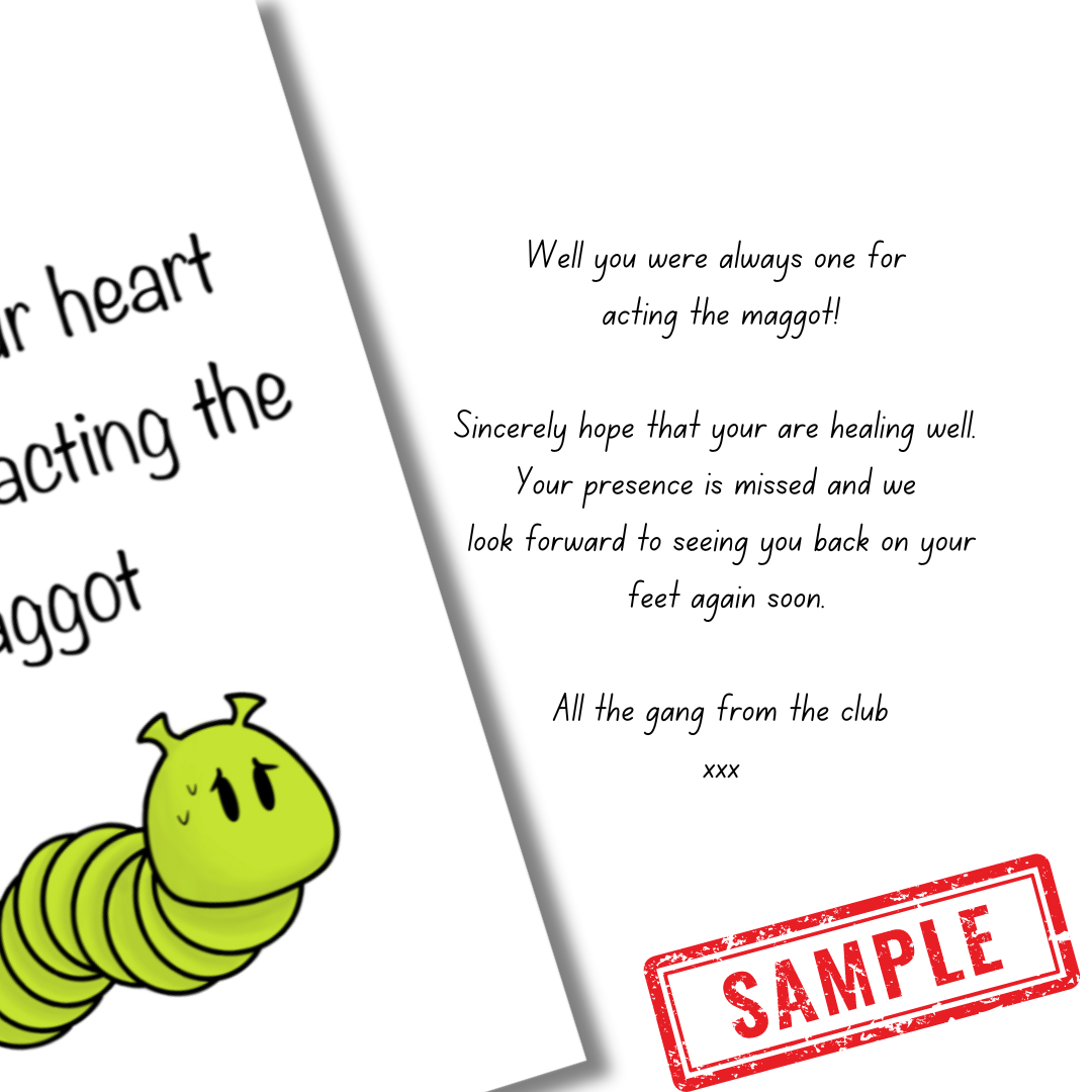 The Elephant in the Room Gifts - Wholesale Get Well Card - Heard Your Heart Has Been Acting The Maggot - Card1