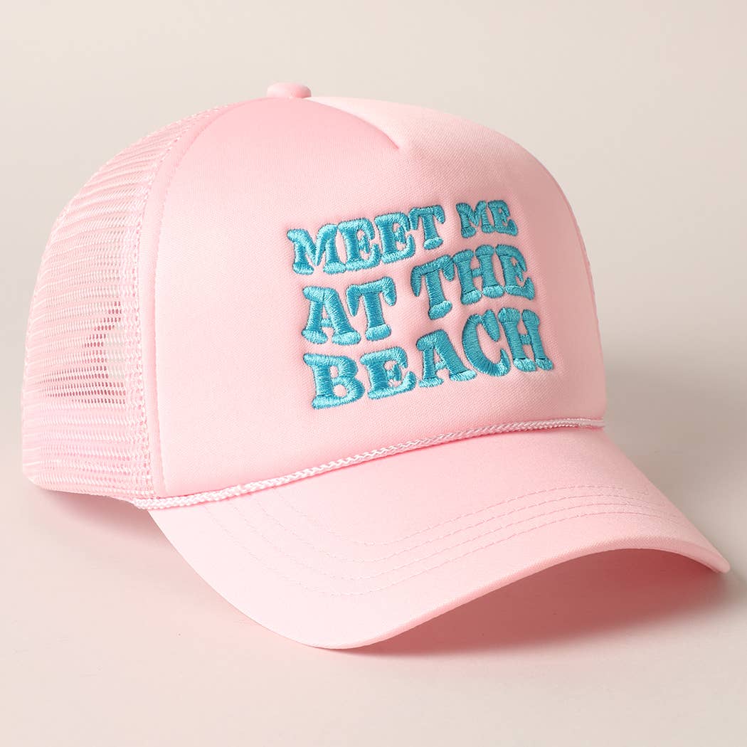 Fashion City - Wholesale Truckerpet - Dames - Meet Me At Beach Geborduurde pet van mesh op de achterkant10