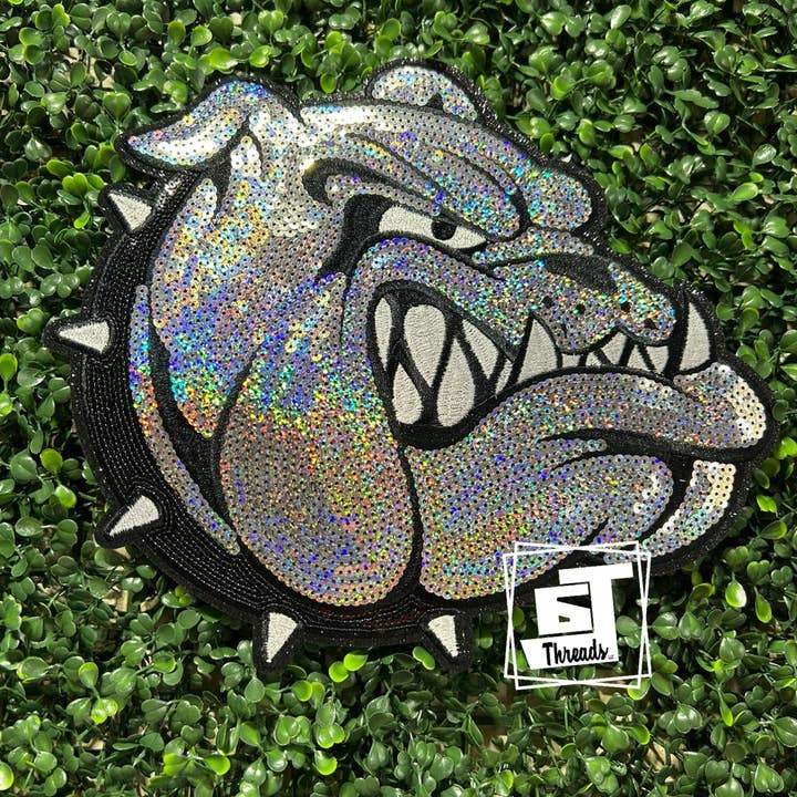 6j Threads LLC - Wholesale Patch - Sequin Bulldog Mascot....Patches Only