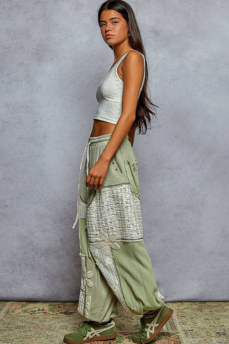 Pol Clothing - Wholesale Pants - Women's - Solid pattern patch detail rib knit jogger pants18