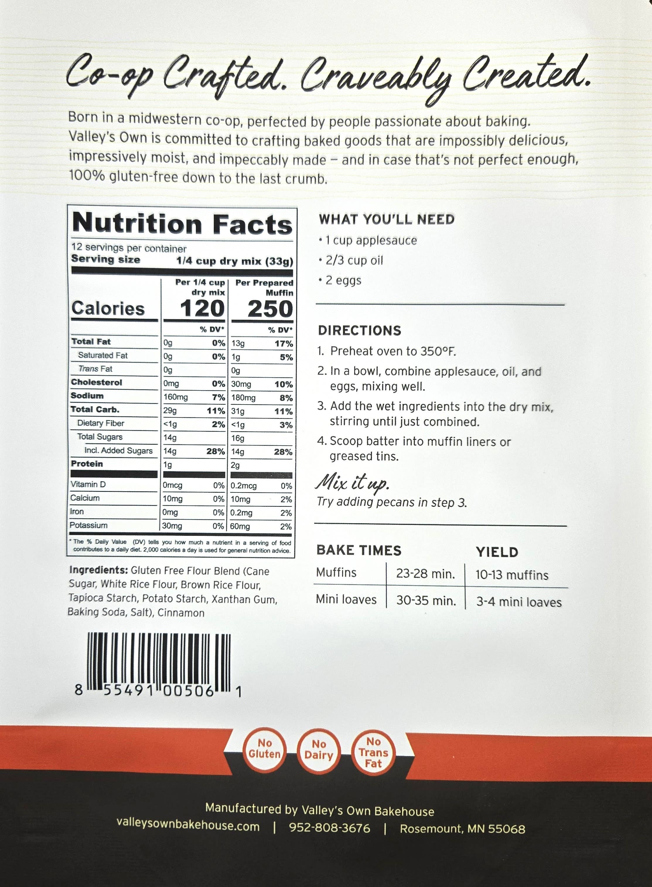 KAKOOKIES - Wholesale Muffin Mix - Gluten Free Apple Cinnamon Muffin Mix1