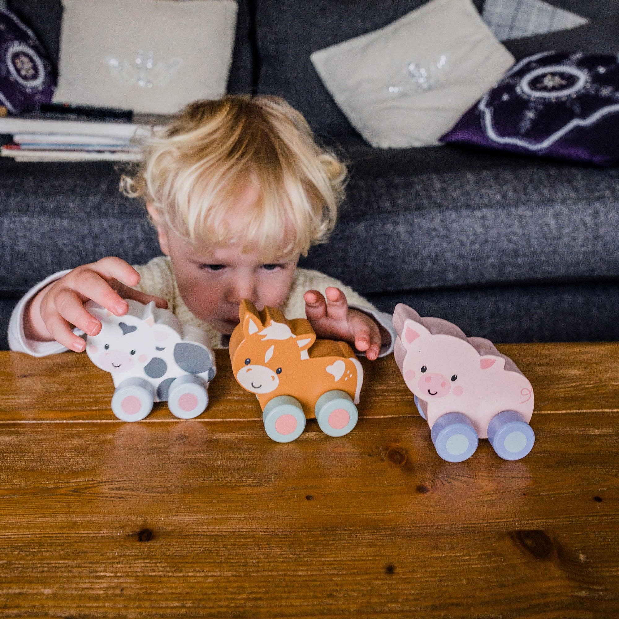 Orange Tree Toys - Venta al por mayor Juguete de madera - Niños - Juguete de Empuje de Madera para Bebés en Forma de Cerdito1