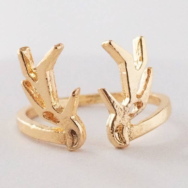 Anel Ouro Antler, Anel Natureza, Anel Boho por atacado de Piccadilly Pendants