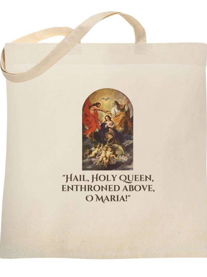 Couronnement Salut Sainte Reine Sac Cabas Catholique en Toile 6712 pour la vente par Sal Et Lux