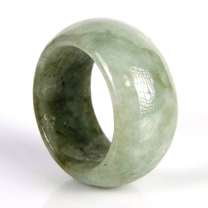 Vintagecollection888 – Anel de banda por atacado – Anel de Jade Natural Jadeíta Verde Claro US 10,25 - 20,1 mm0