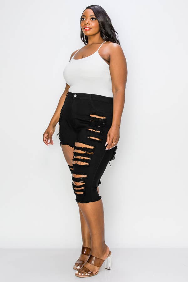 The Map Jeans - Wholesale Shorts - Women's - Curvy Plus-Size Bermuda Jean Shorts 5006P2