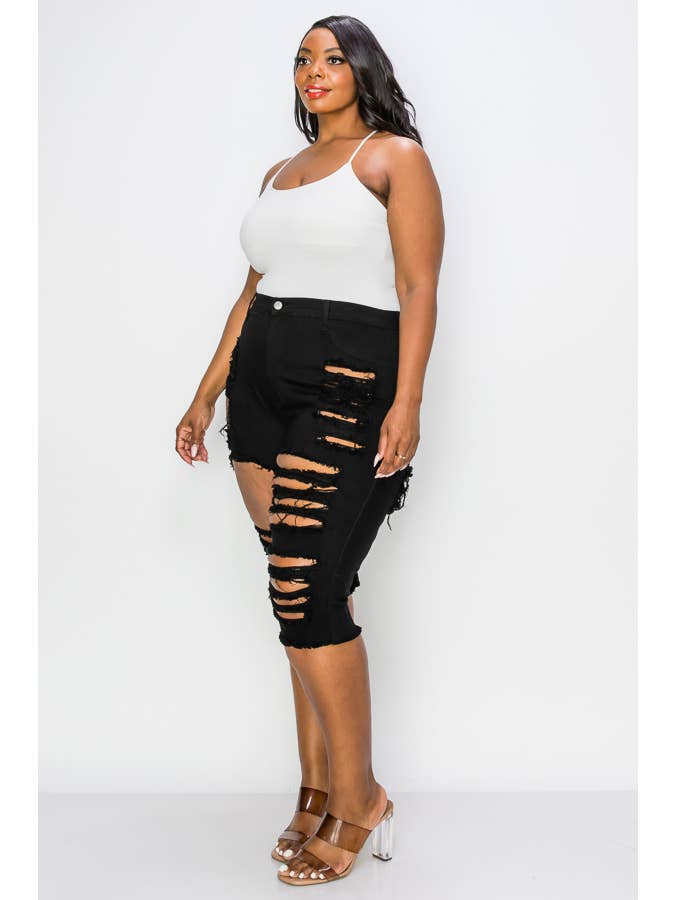 The Map Jeans - Wholesale Shorts - Women's - Curvy Plus-Size Bermuda Jean Shorts 5006P2