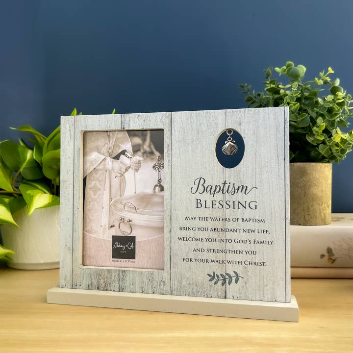 Abbey & CA Gift - Wholesale Picture Frame - Baptism Blessings Shell Charm Picture Frame