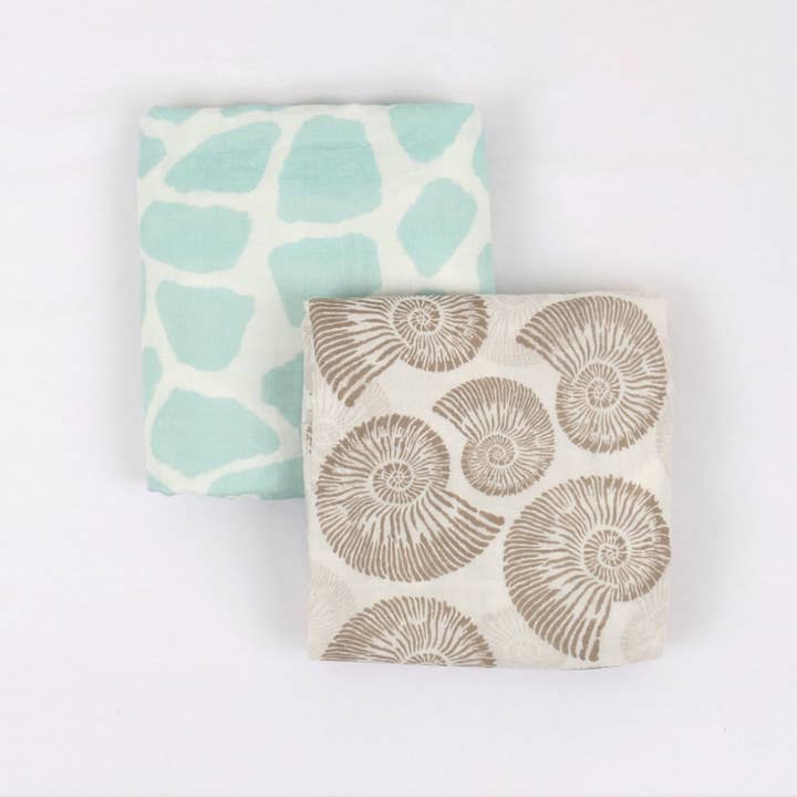 Nautilus shell Extra Large Muslin / Swaddle Blanket for wholesale by Beach Born Salcombe Ltd