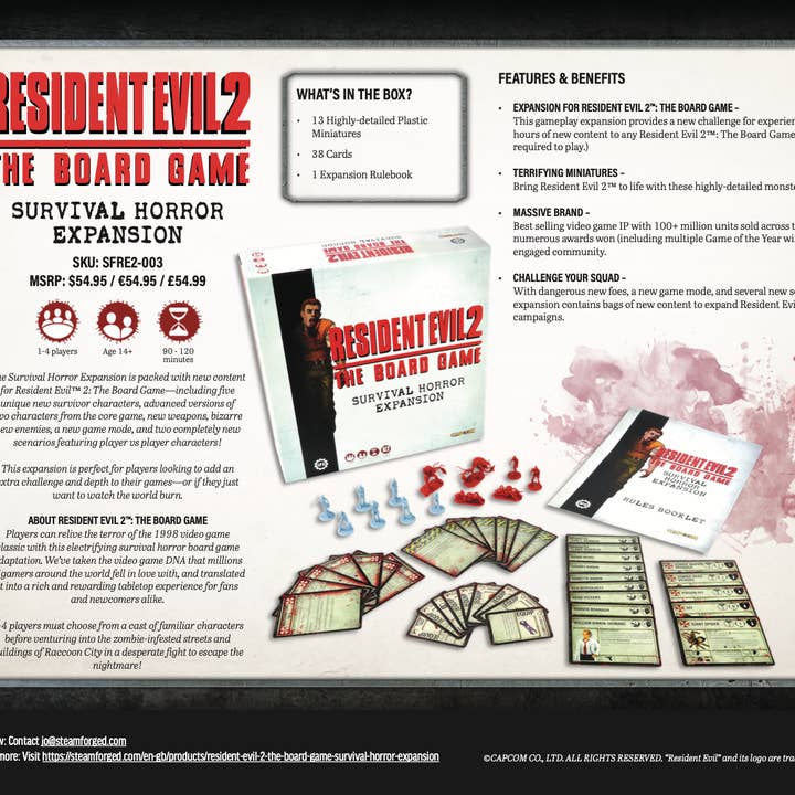 QMDirect - Wholesale Board Game - Resident Evil 2: The Board Game - Survival Horror Expansion