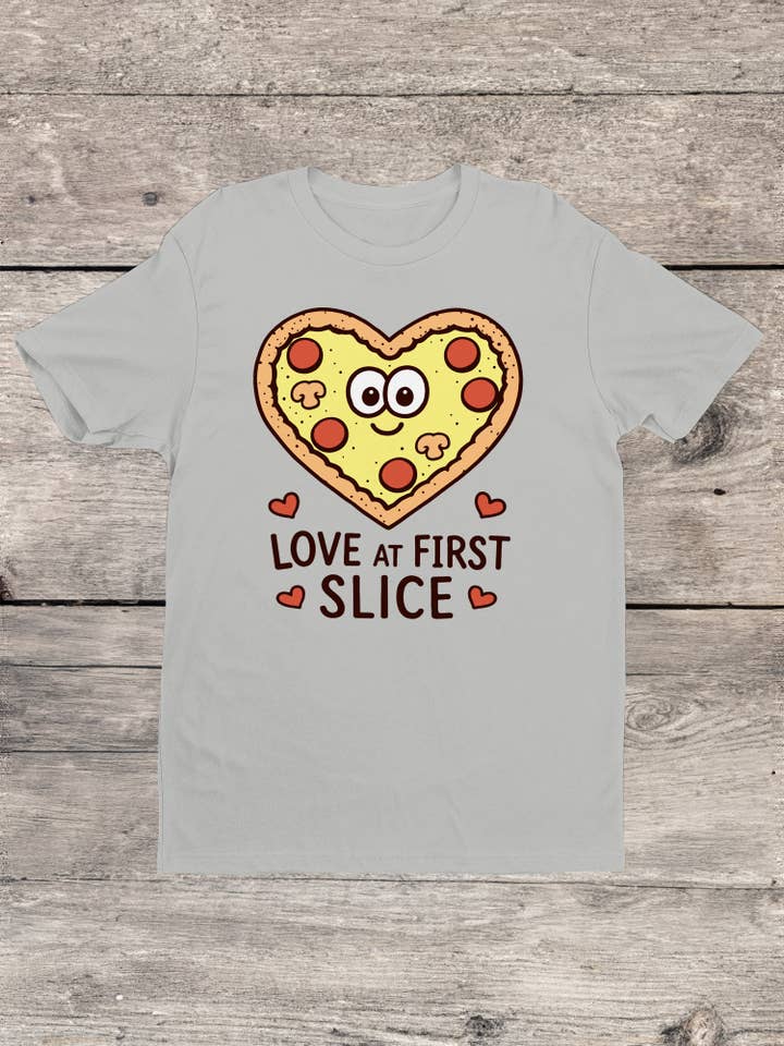 Heart Pizza Love at First Slice Men's T-shirt for wholesale by Swift Retail
