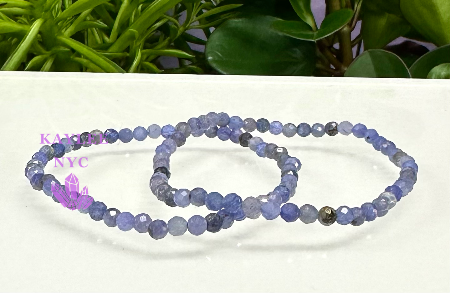 KayleeNYC - Venta al por mayor Pulsera de cuentas - Pulsera de cristal estirable de tanzanita natural facetada de 4 mm, 19 cm1