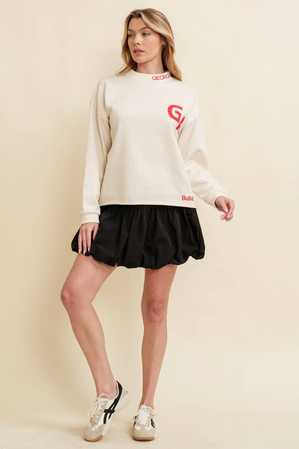 Cream CT15228J-4 - BULLDOGS PRINT PULLOVER SWEATER for wholesale on Faire3