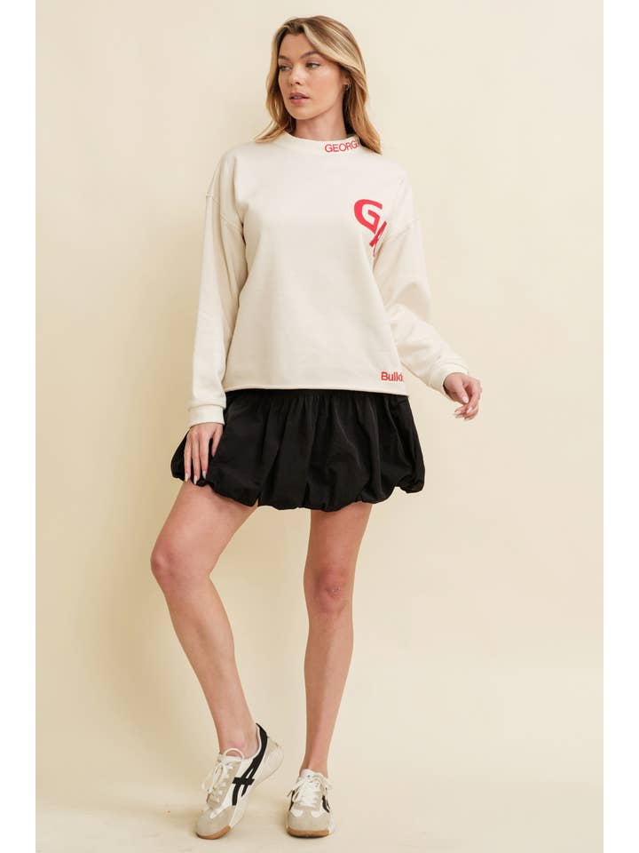 Cream CT15228J-4 - BULLDOGS PRINT PULLOVER SWEATER for wholesale on Faire3