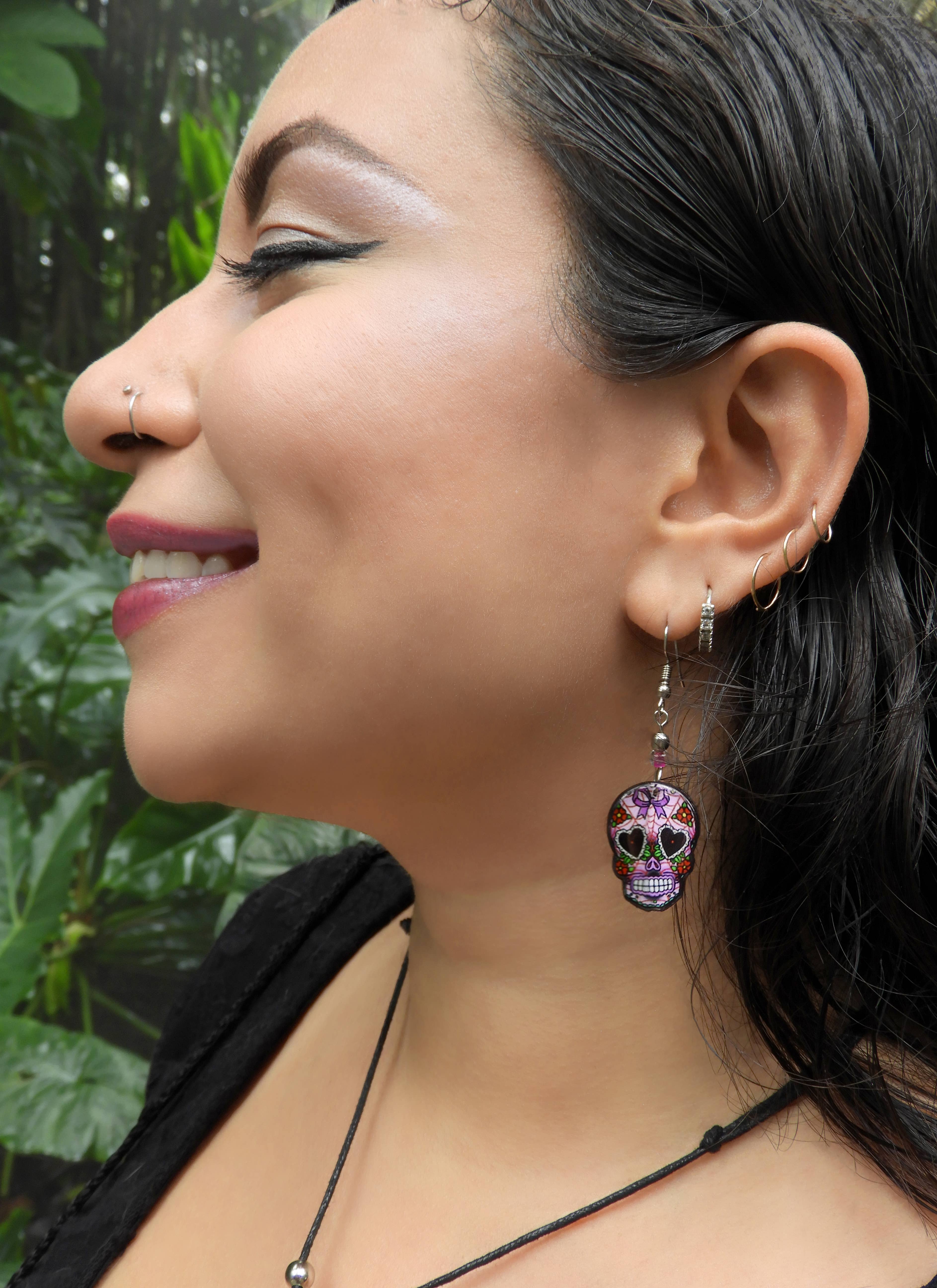 Pichincha - Wholesale Dangle Earrings - Acrylic Day of the Dead Sugar Skull Dangle Earrings9