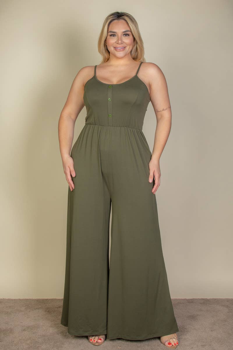 CAPELLA APPAREL - Wholesale Jumpsuit - Dames - Jumpsuit met wijde pijpen en knopen voor dames in grote maten8