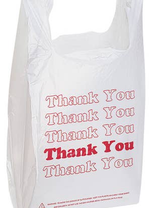 White Thank You Plastic T-Shirt Bags – Case of 100 for wholesale by Store Supply Warehouse