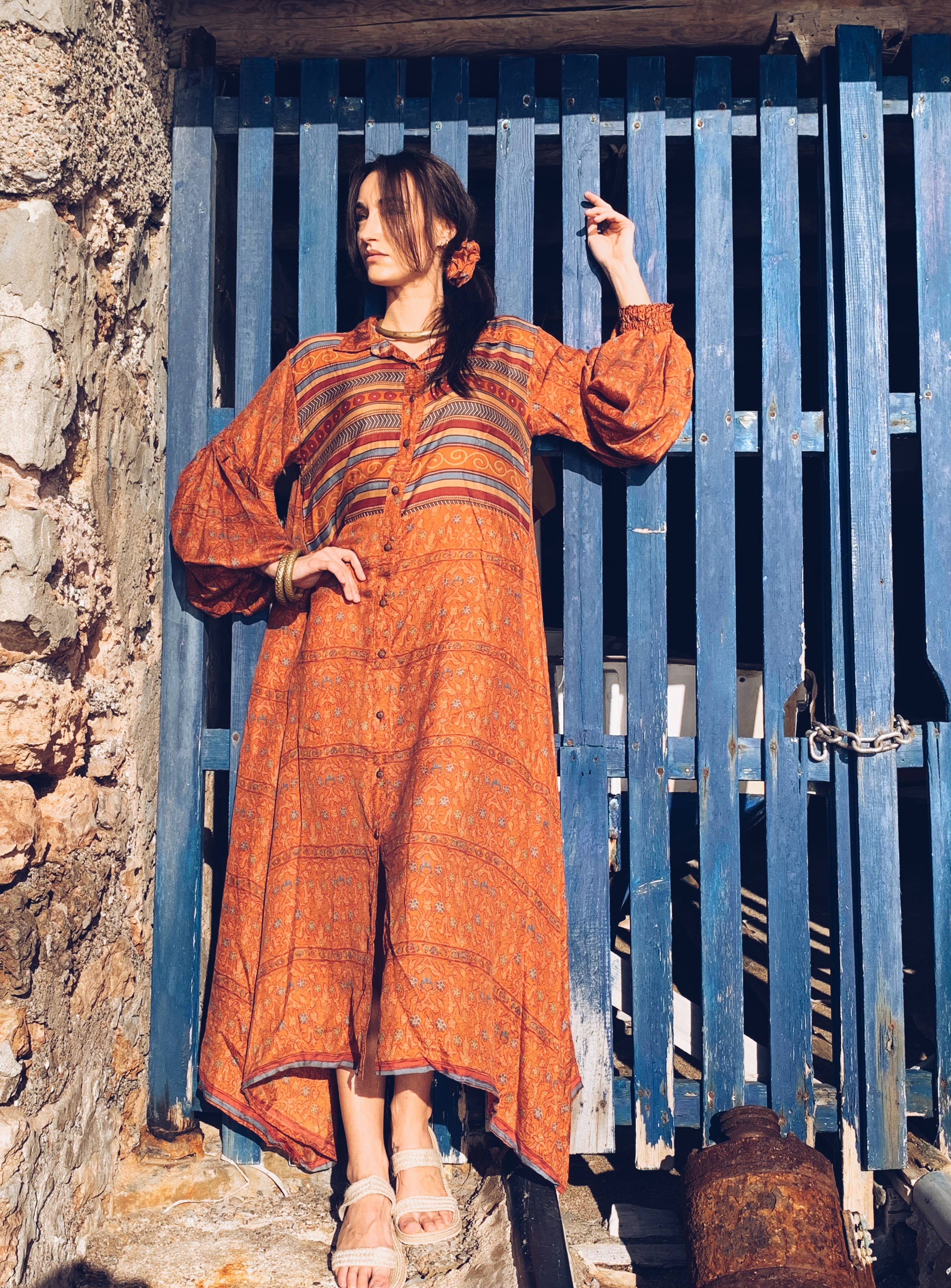 Vagabond Ibiza - Wholesale Dress - Women's - The Lenya Dress– Up-cycled Vintage Sari Dress 3