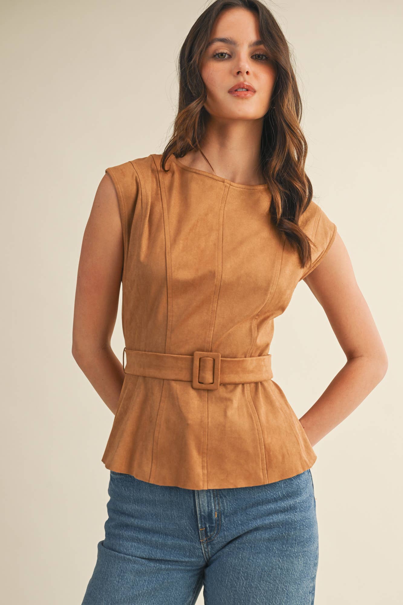 Mustard Seed – wholesale Blouse – Women’s – BELTED PEPLUM TOP1