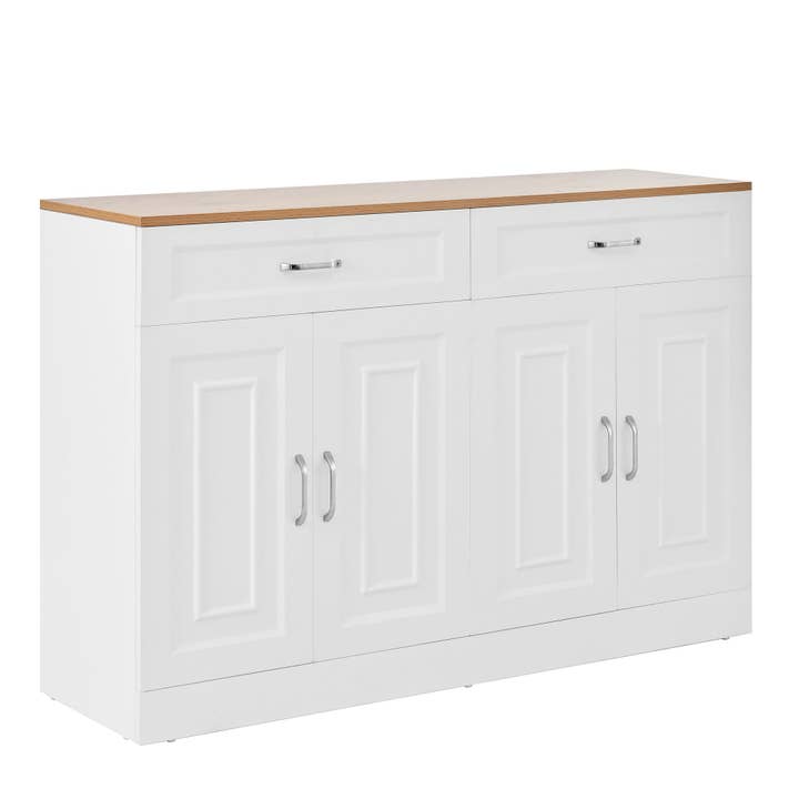 Urban Meuble - Wholesale Cabinet - Wood and white effect sideboard with 4 doors and 2 drawers 120*35cm OPALPHYT16