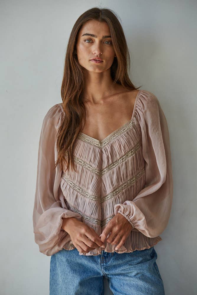 By Together - Wholesale Blouse - Women's - L9025 | Woven Polyester Long Sleeve See Through Top4