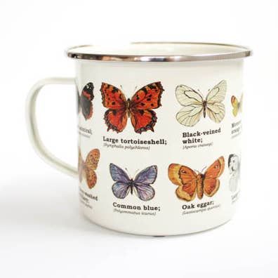 Tasse émaillée avec papillons pour la vente par Gift Republic