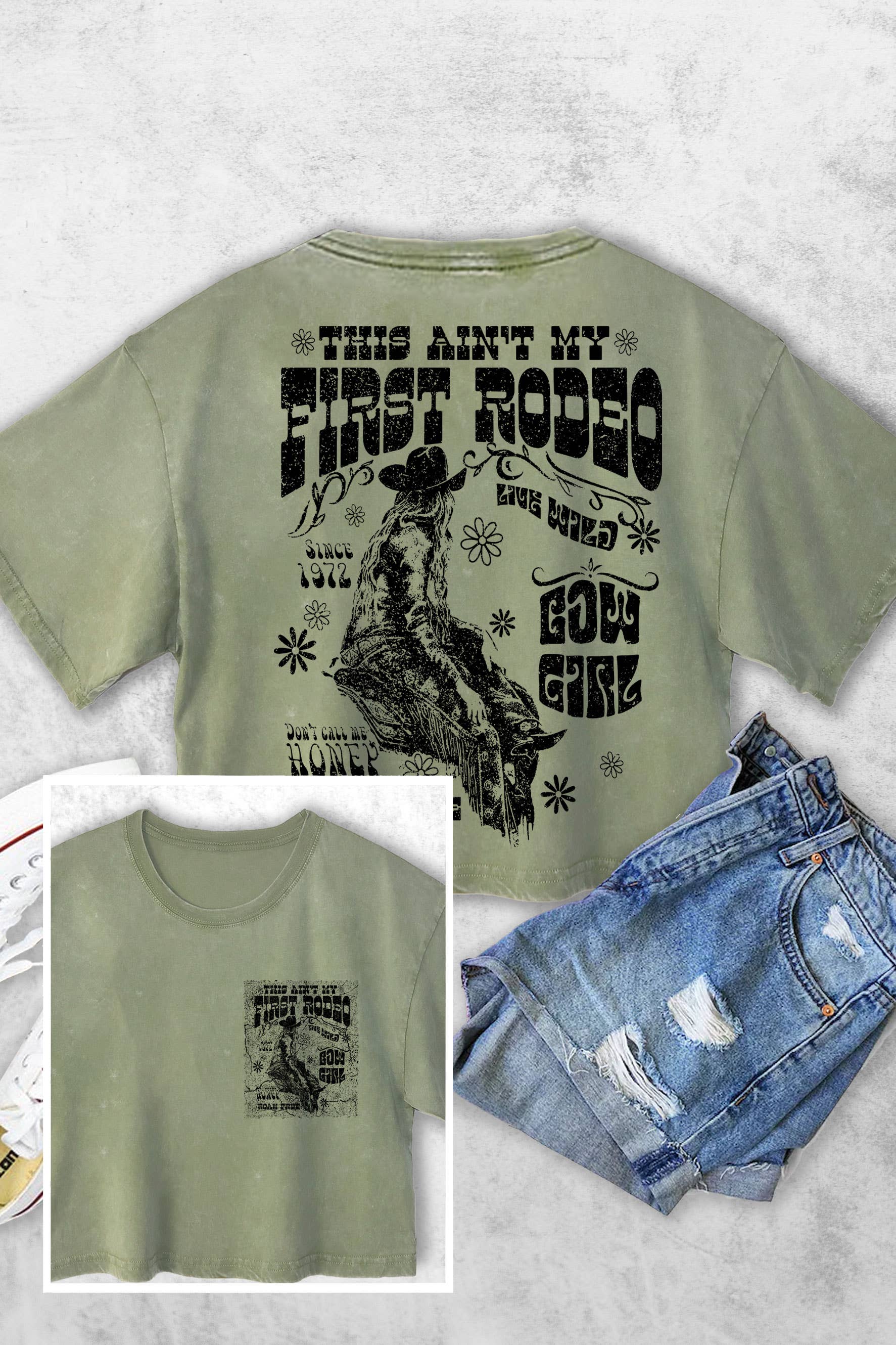 Rustee Clothing - Wholesale Screen Printed T-Shirt - Women's - THIS AINT MY FIRST RODEO COWBOY F&B WOMENS VINTAGE CROP TOP2
