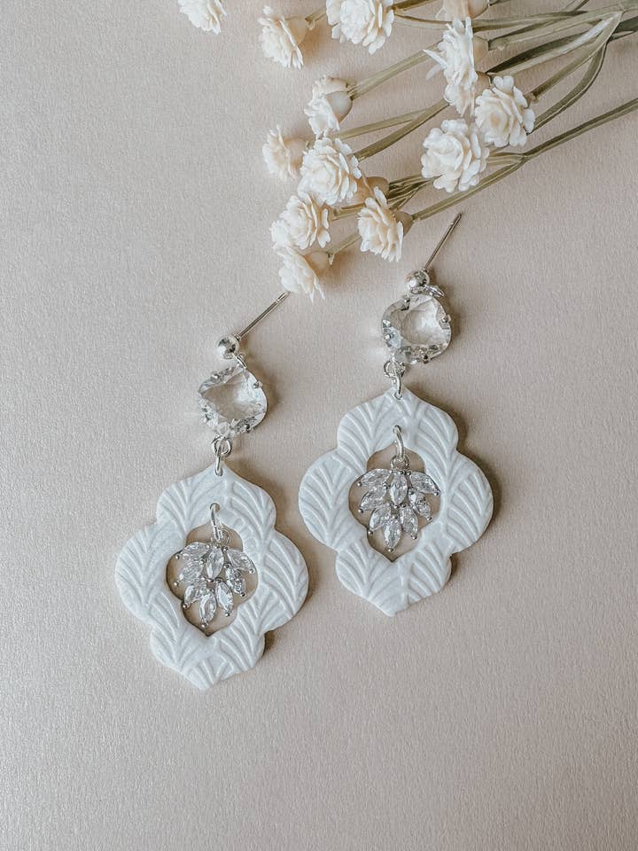 Birch Earrings - Silver Wedding Earrings for wholesale by Clay & Fern Co.