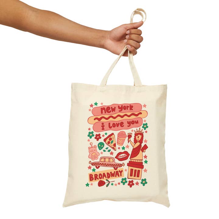 New York Tote Bag - Lady Liberty & Broadway (Pizza) for wholesale by LOLALA