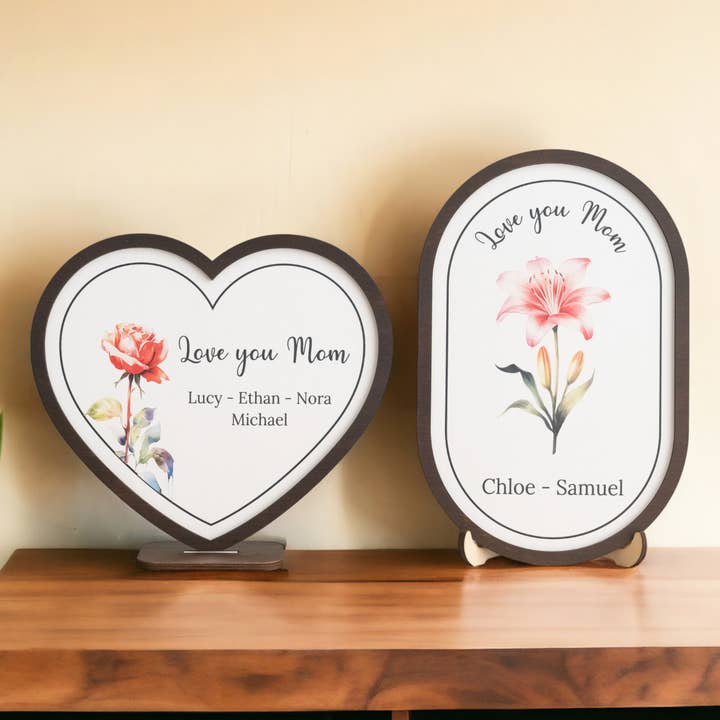 Placa de Madeira Floral para Decoração de Mesa do Dia da Mãe Y46 por atacado de BearCrafts