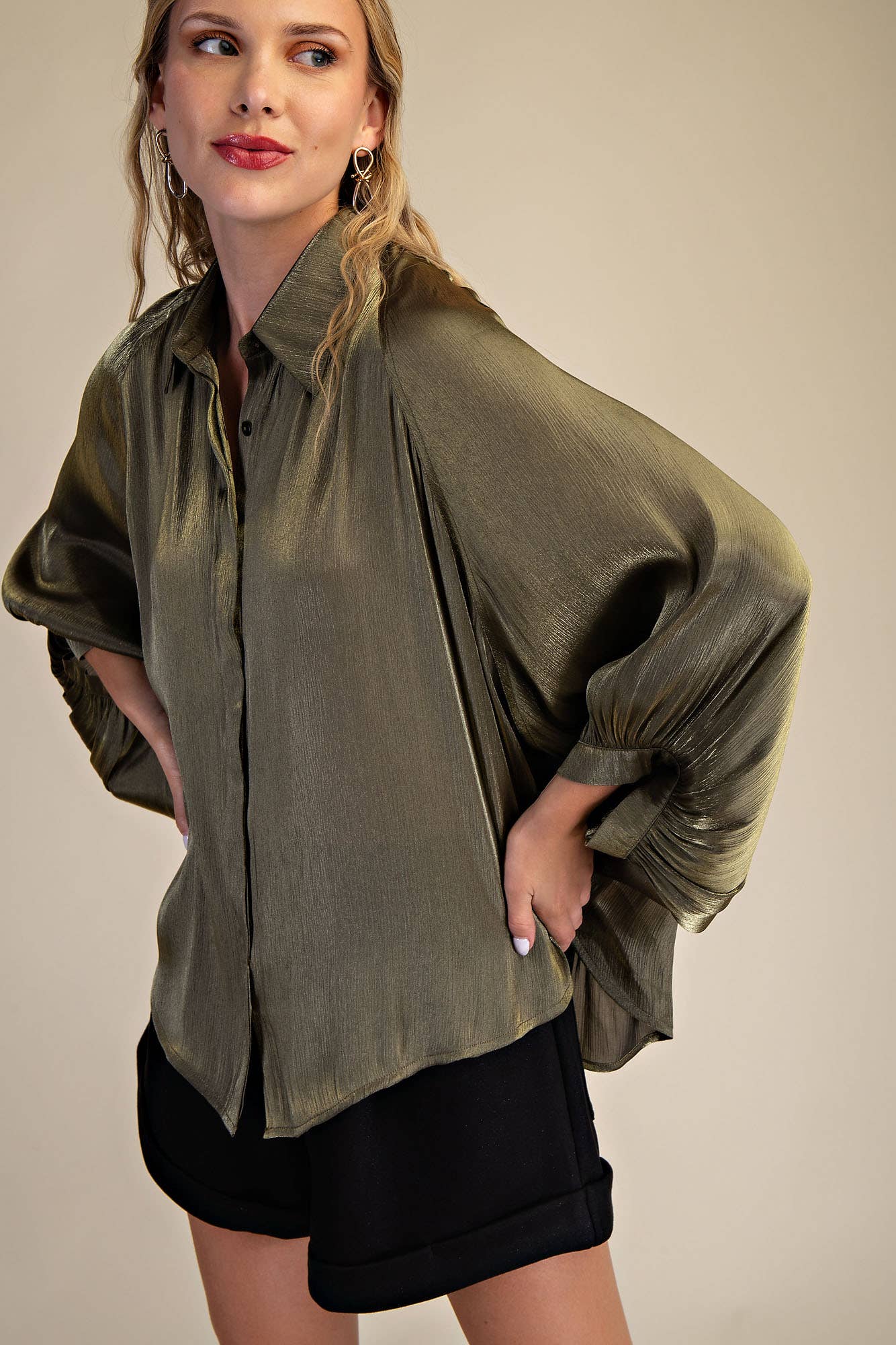Glam - Wholesale Button Down Shirt - Women's - Button Front Shirt16