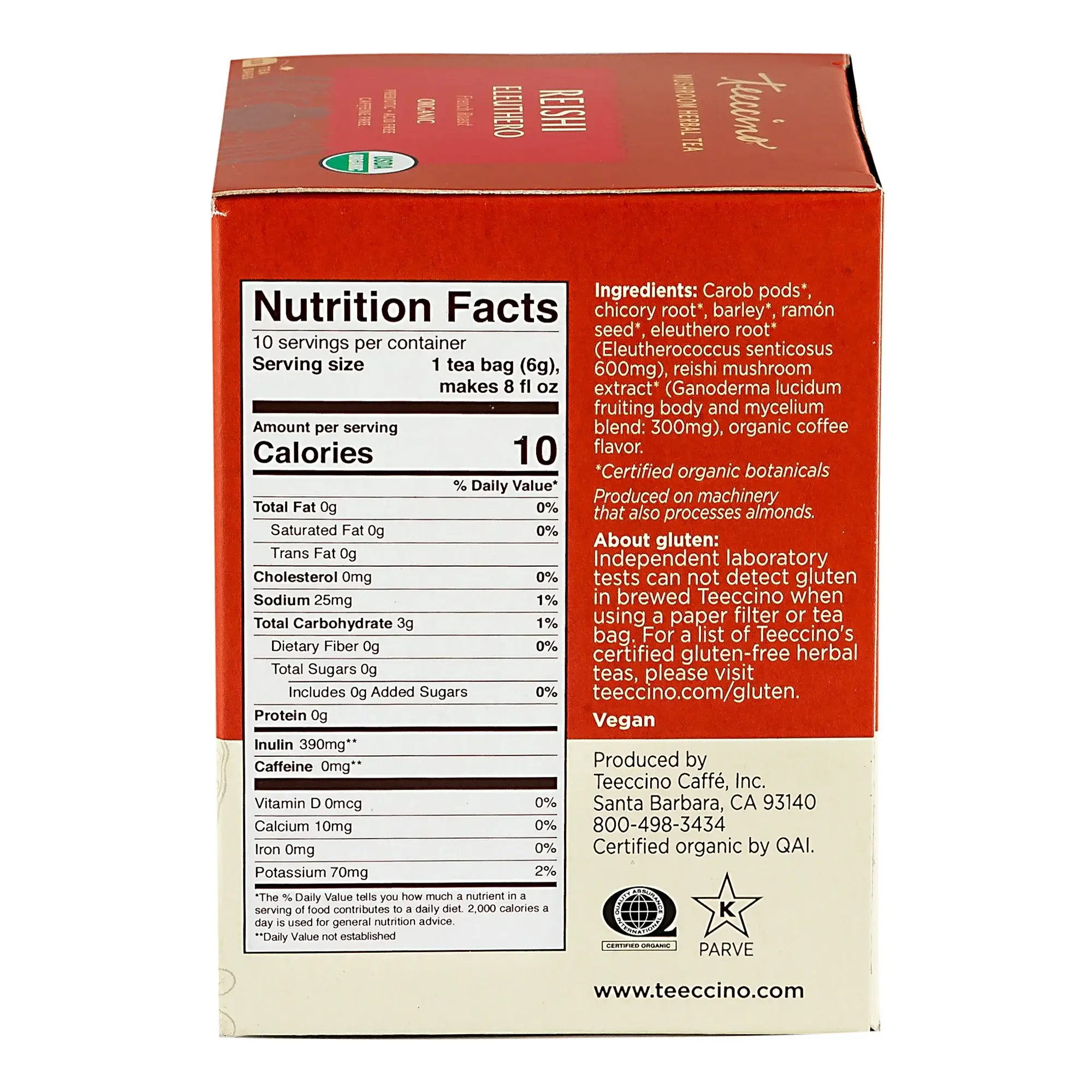 Teeccino - Wholesale Health/Detox Tea - Reishi Eleuthero Mushroom Herbal Tea -Organic1