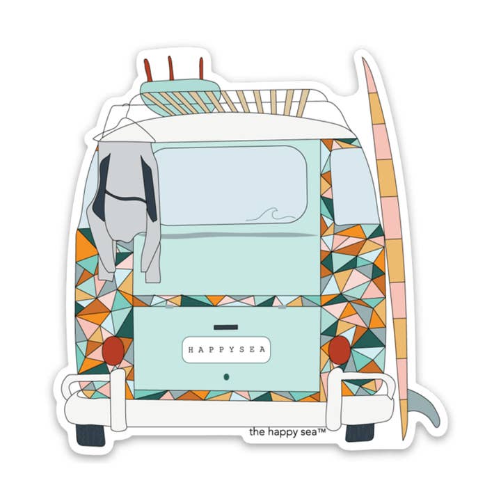 3" Surf Van Back Vinyl Sticker for wholesale by The Happy Sea