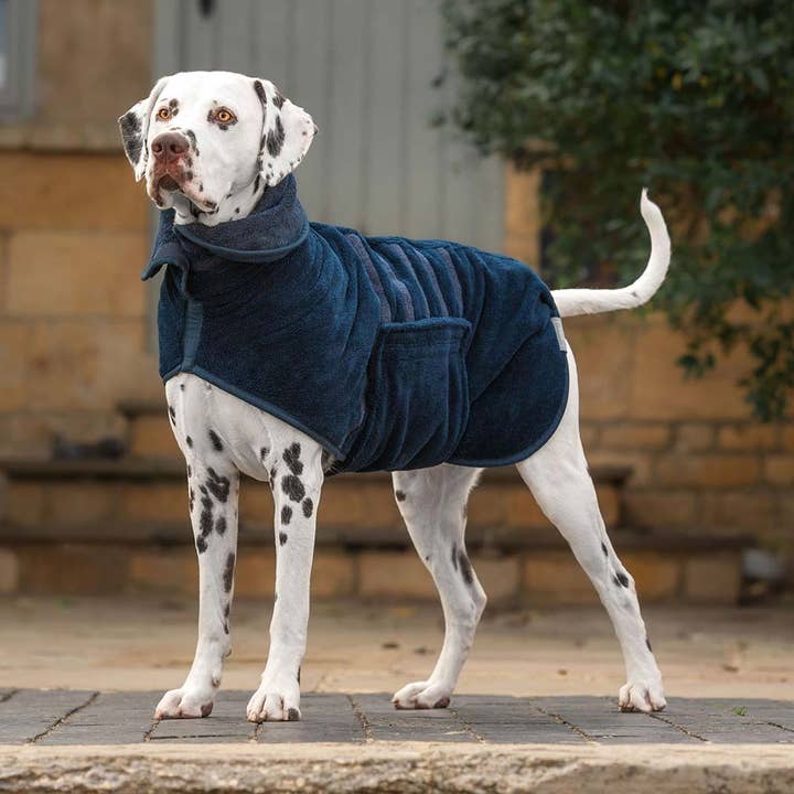 Bamboo Drying Coat in Navy by Lords & Labradors for wholesale by Lords and Labradors