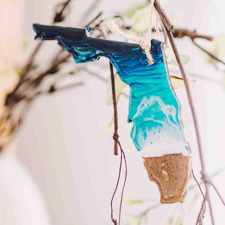 Ornamento Natal Florida, Souvenir FL Beach Sand Art por atacado de WLB Designs