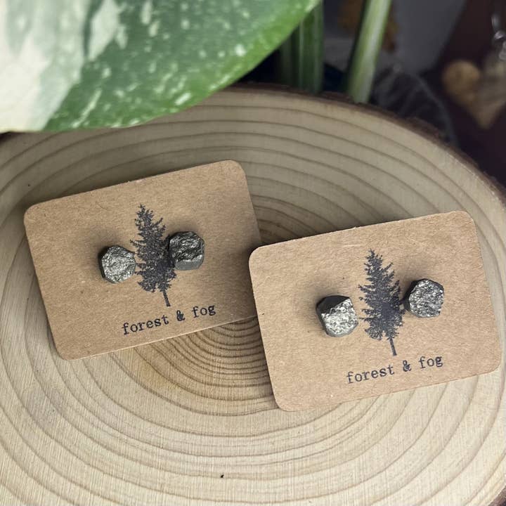 forest & fog - Wholesale Stud/Post Earrings - Pyrite Raw Gemstone Stud Earrings1