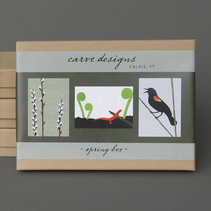 Spring Box: A mixed box of 10 blank notecards for wholesale by Carve Designs