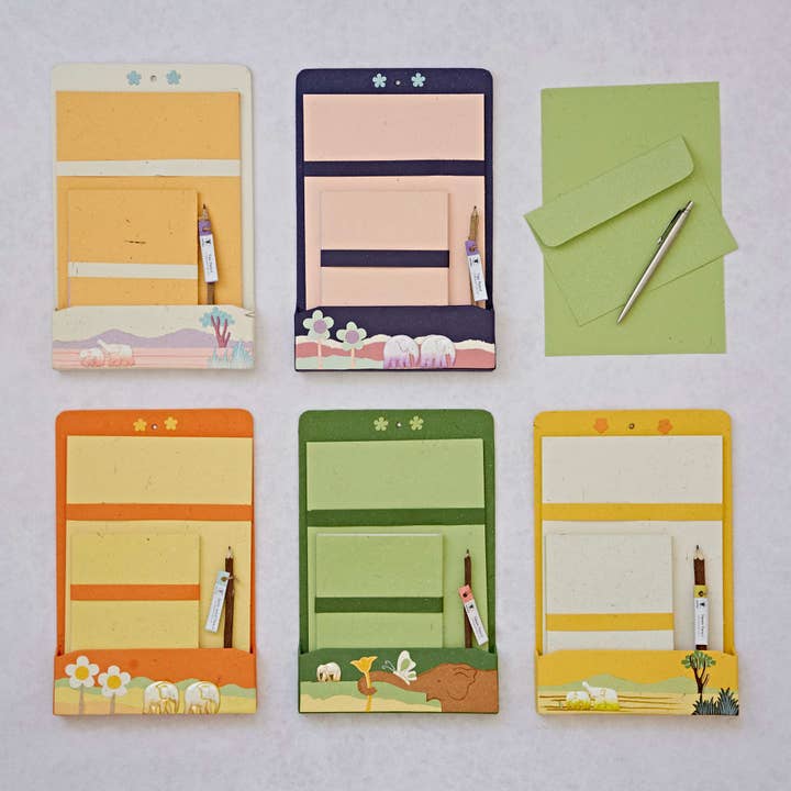 Conjunto de papelaria de esterco de elefante colorido por atacado de The Paper High Gift Company Limited