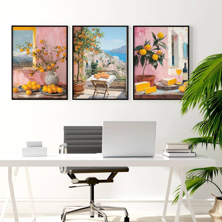 Modern office wall decor | Set of 3 Italian Lifestyle Wall art Prints for wholesale by About Wall Art