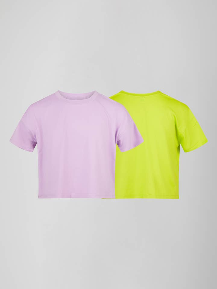 90 Degree by Reflex & Yogalicious - Vendita all'ingrosso Maglietta - Donna - Ragazze - Confezione da 2 T-shirt a maniche corte Deluxe Boxy super morbide9