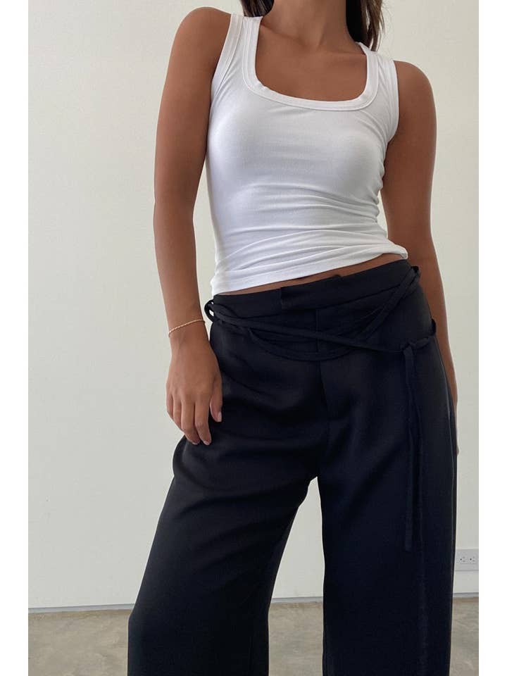 TIEUP DETAIL LOW RISE PANTS for wholesale by Et Clet