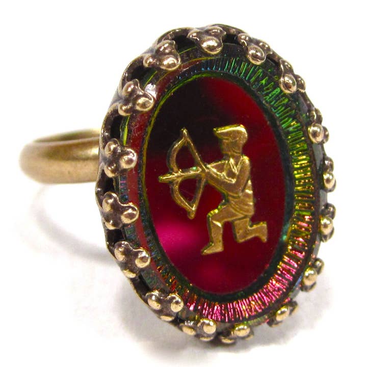 SoHo Schmuckmanufaktur - Wholesale Cocktail/Statement Ring - SoHo® Vintage Bronze Ring With Glass Stone