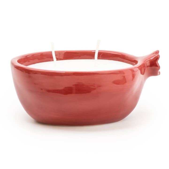 Ceramic Pomegranate Candle - Pomegranate Scent 6PK for wholesale by Candlelight Products Ltd