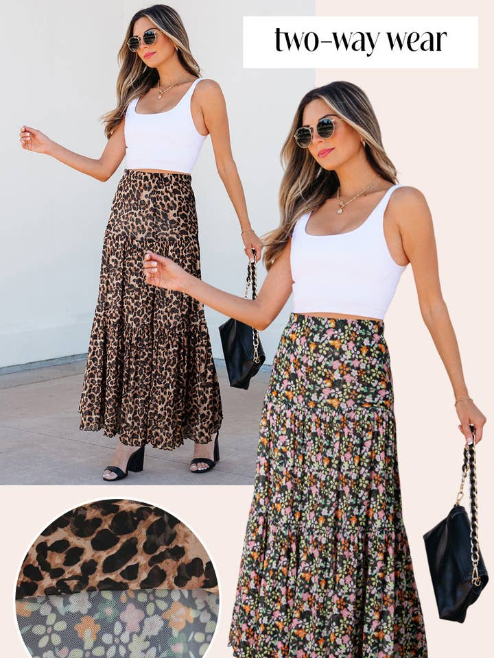 Two-Way Leopard and Flora Skirts for wholesale by Tracie's