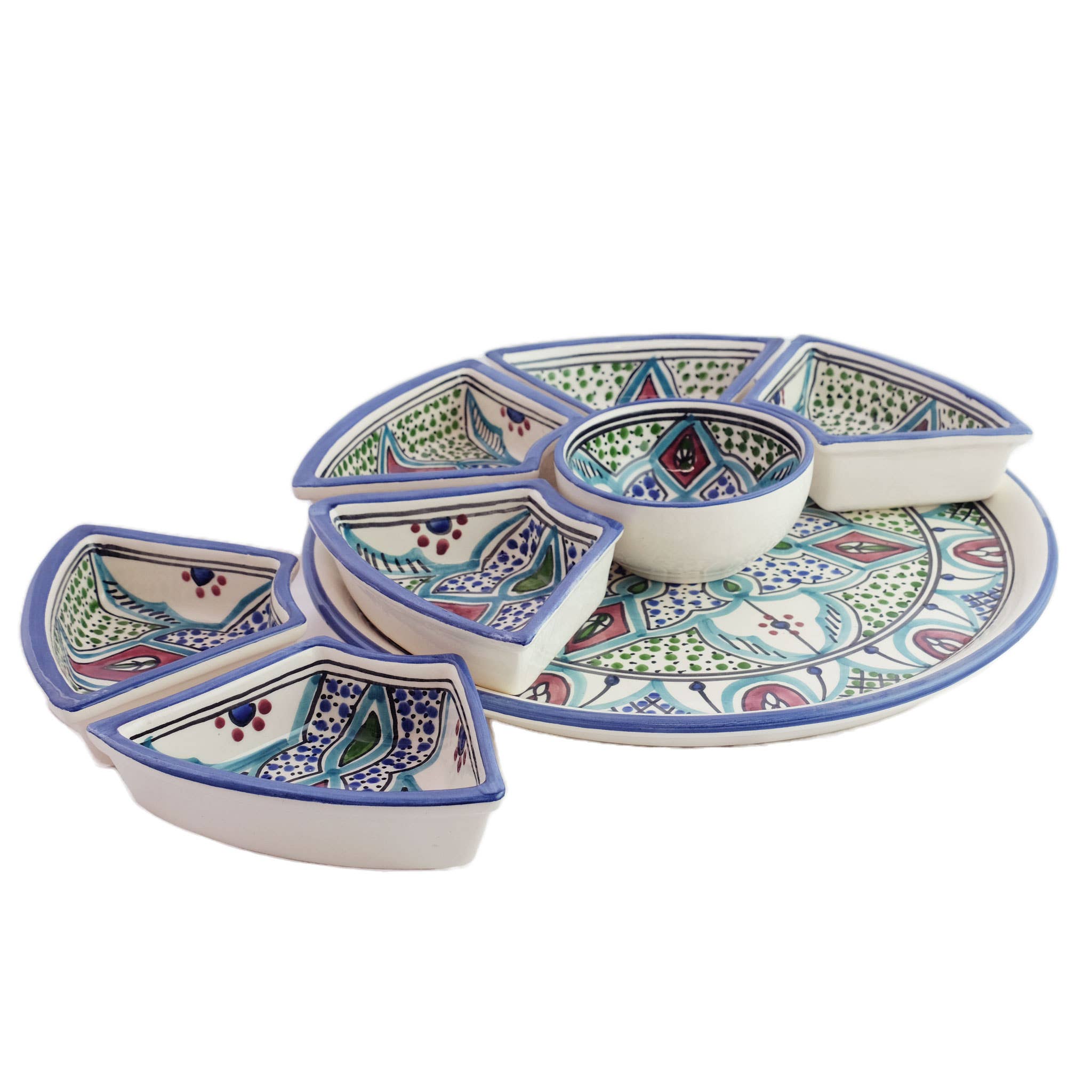 Sobremesa – wholesale Dippskål – Amira Handmålad Keramisk Tapas Chip & Dip Server8