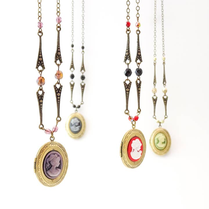 Cameo Locket Necklace | Victorian Cottagecore | Vintage for wholesale by Accessory Alchemy