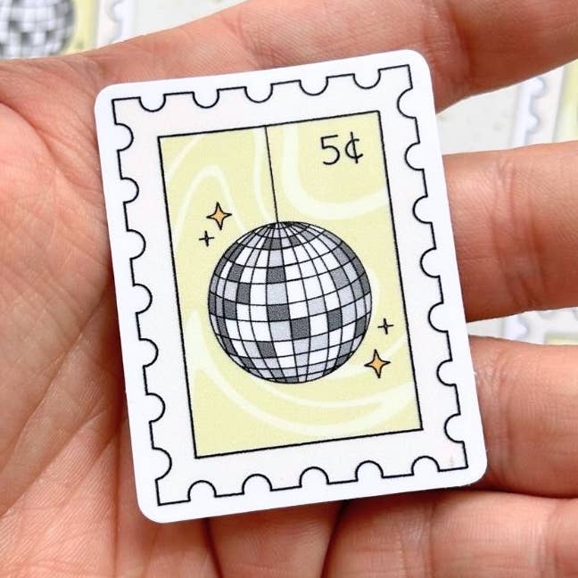 Disco Ball Postage Stamp - Preppy Trendy Vinyl Sticker for wholesale by Happyish Brand
