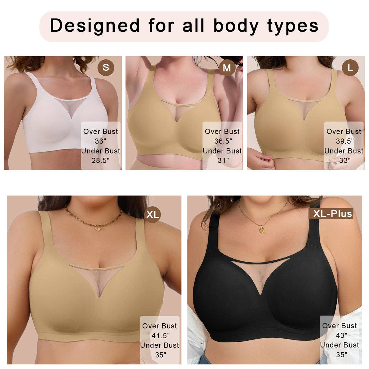 SHAPERX - Vente Soutien-gorge – femme - Soutien-gorge sans fil à mailles en V SHAPERX9