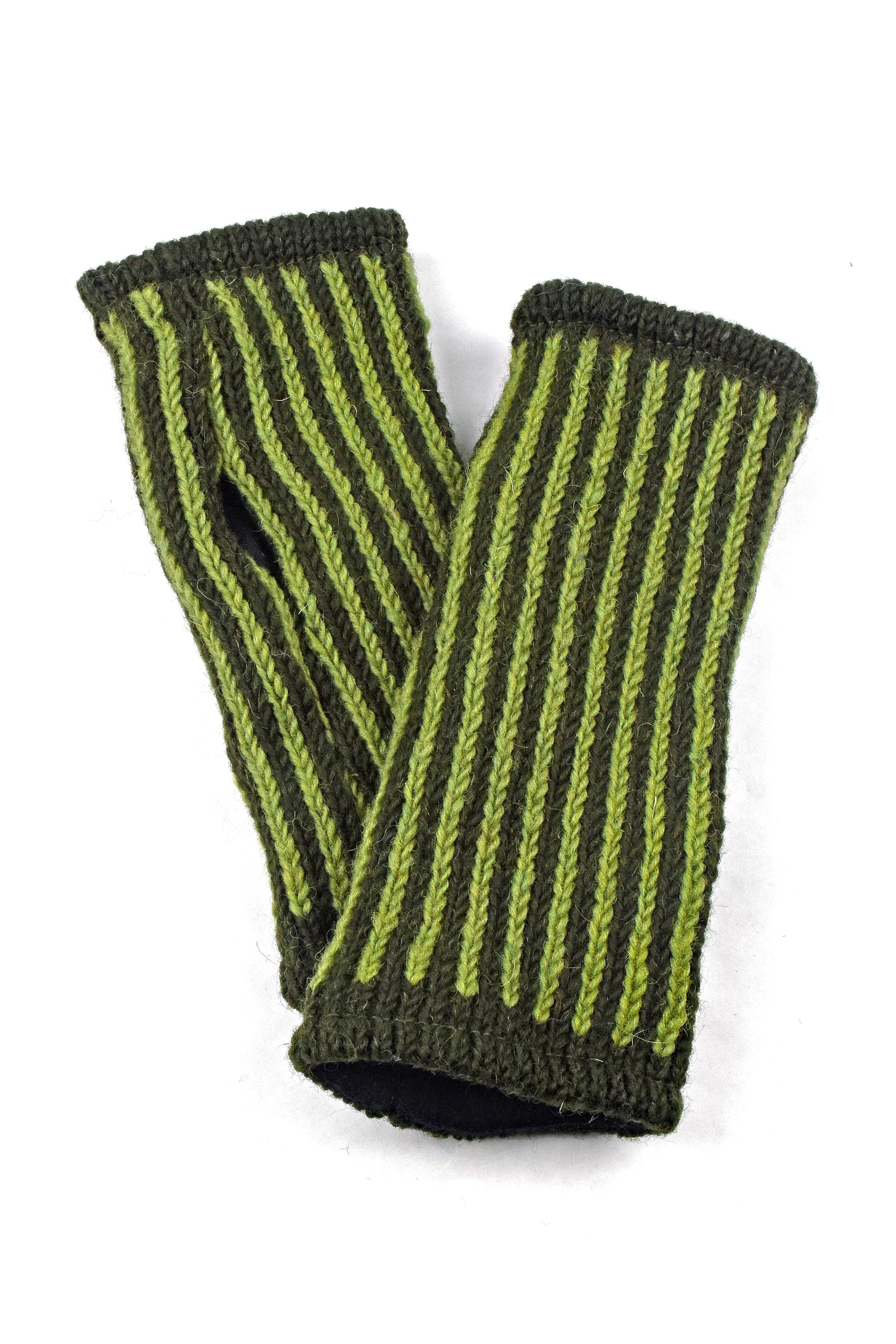Nusantara Inc. - Wholesale Gloves - Women's - Wool Striped Wristlet-046580